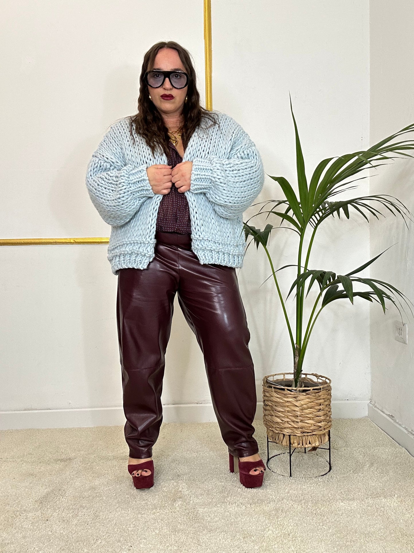 PANTALONE ECOPELLE BORGOGNA