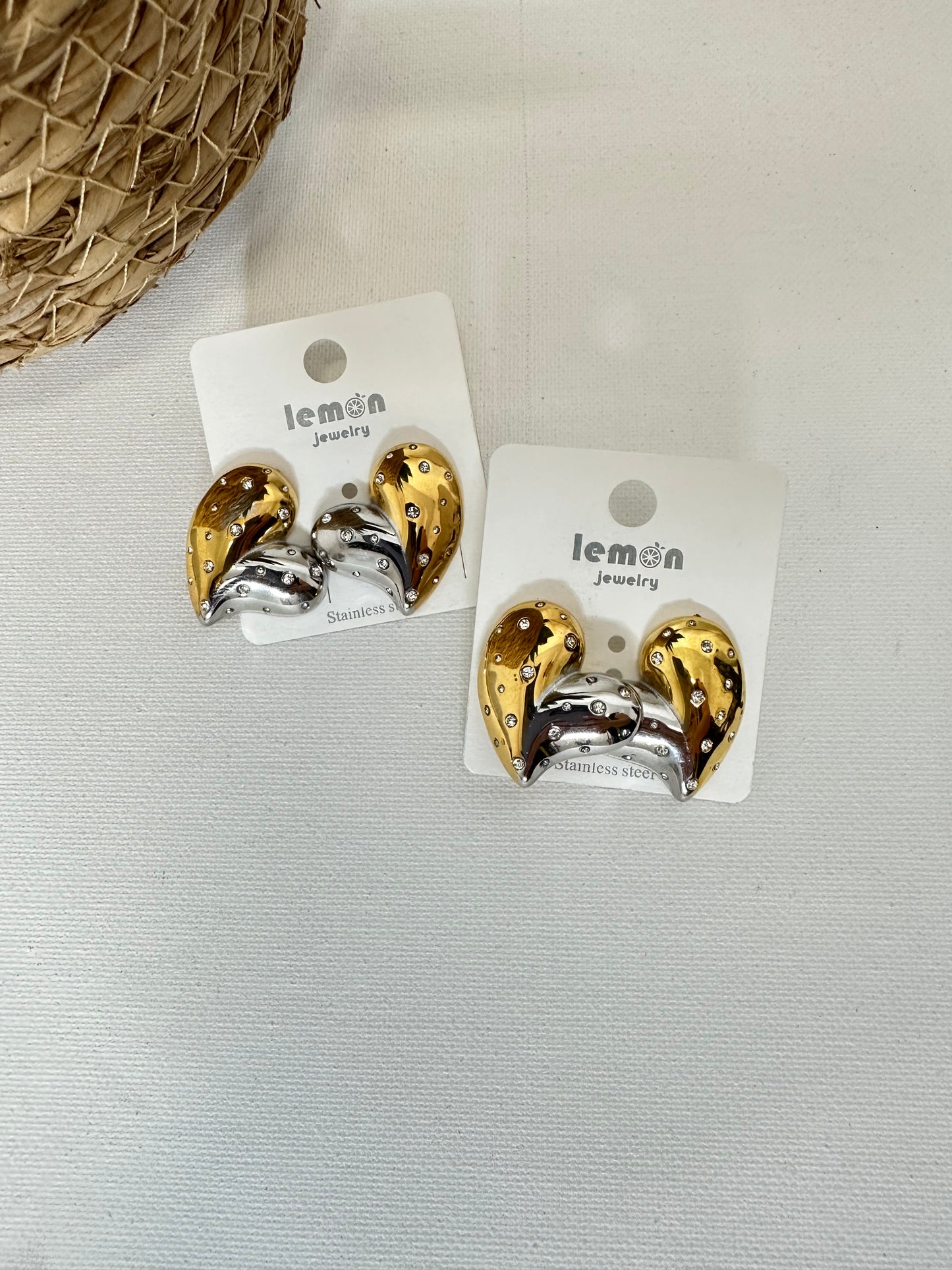 Cuore bicolore strass
