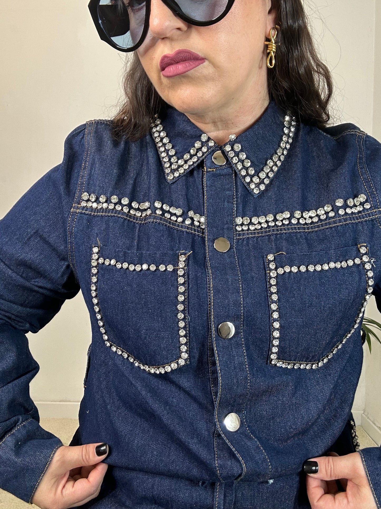 COMPLETO DI JEANS CON STRASS