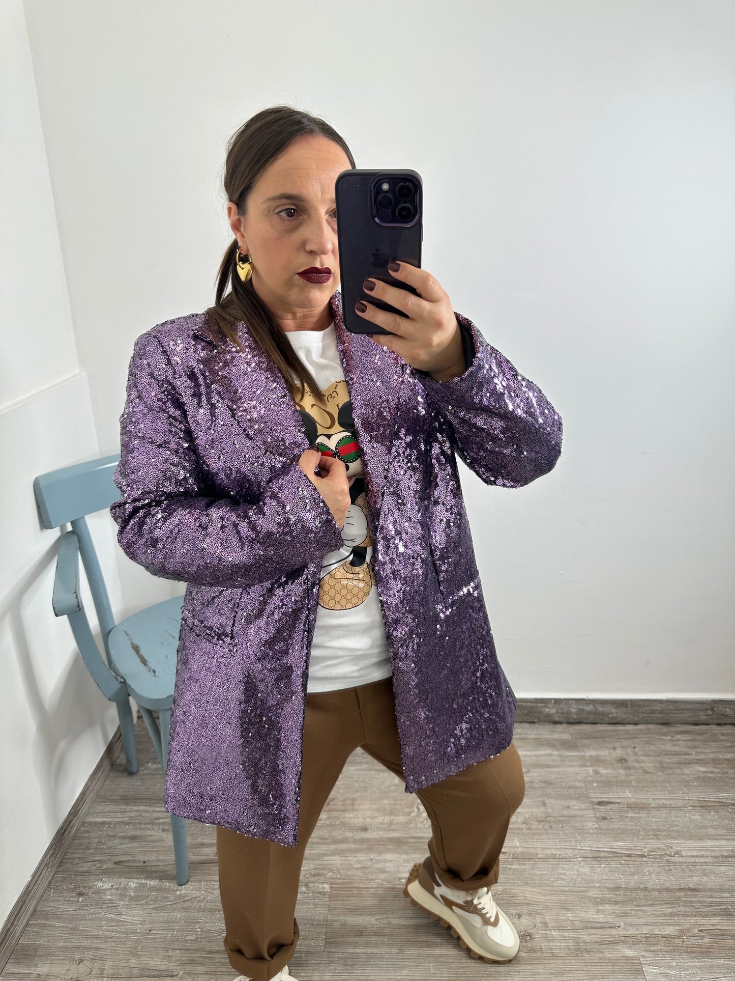 Giacca paillettes viola