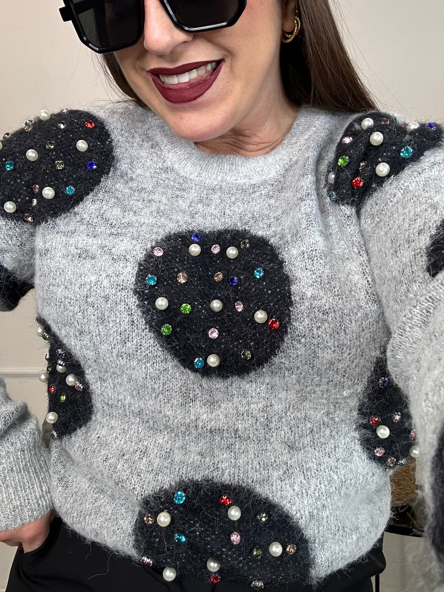 Maglia pois con strass