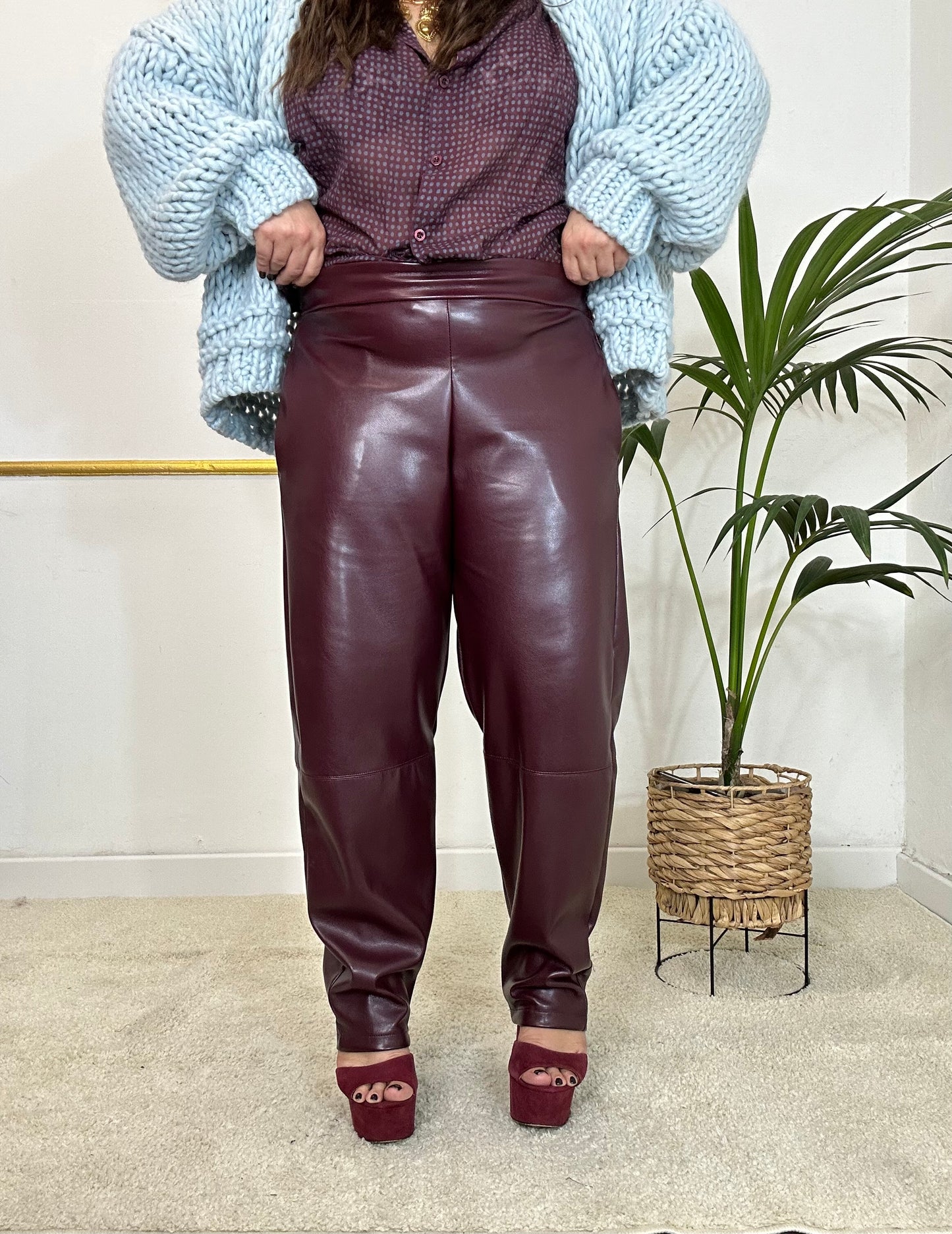 PANTALONE ECOPELLE BORGOGNA