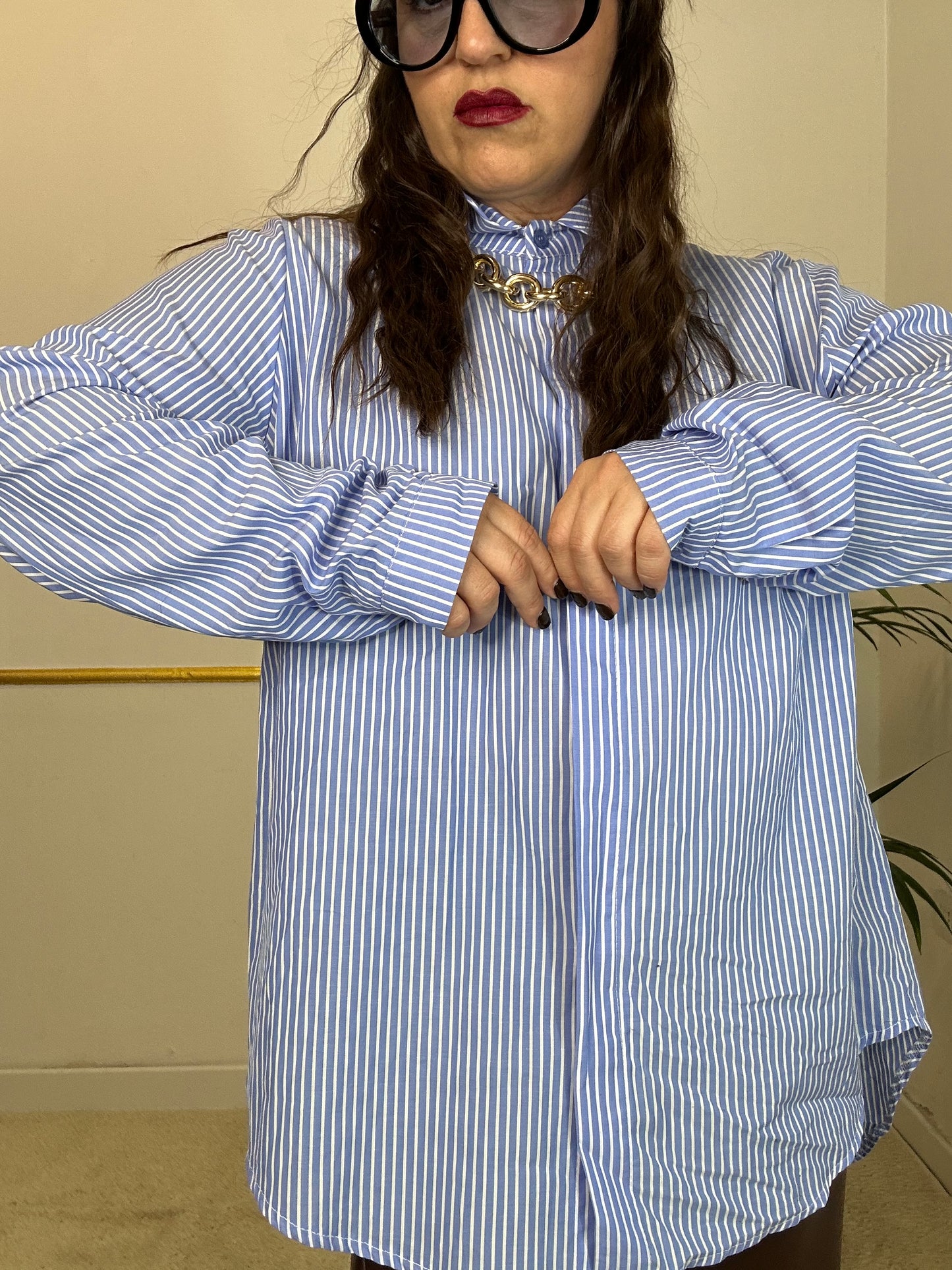 CAMICIA AZZURRA CON RIGHE