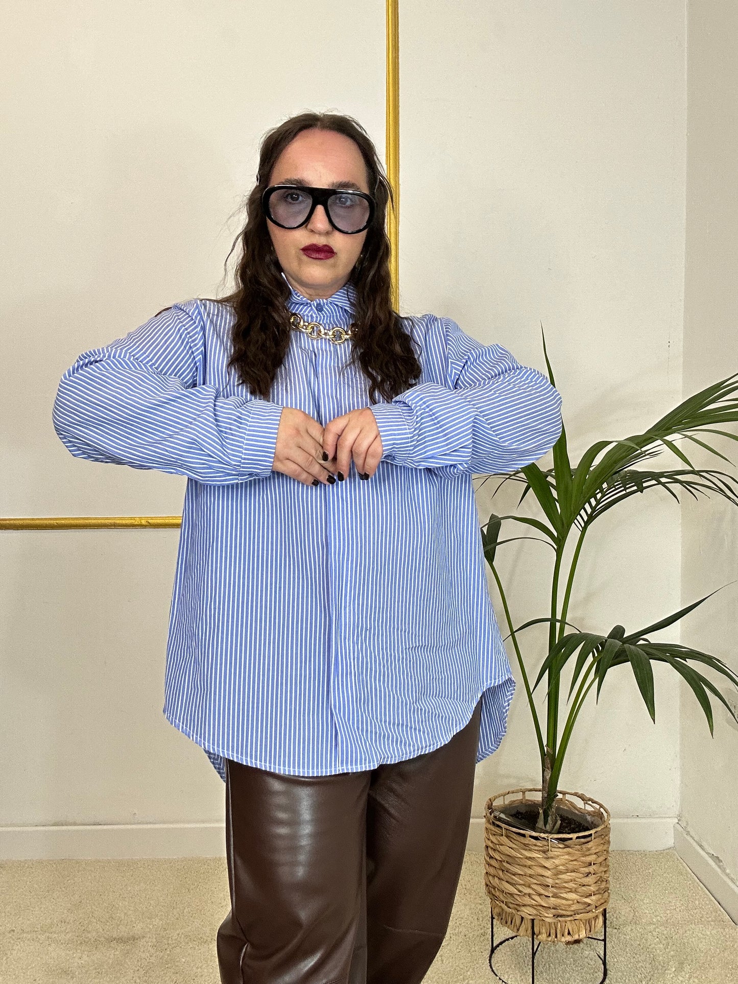 CAMICIA AZZURRA CON RIGHE
