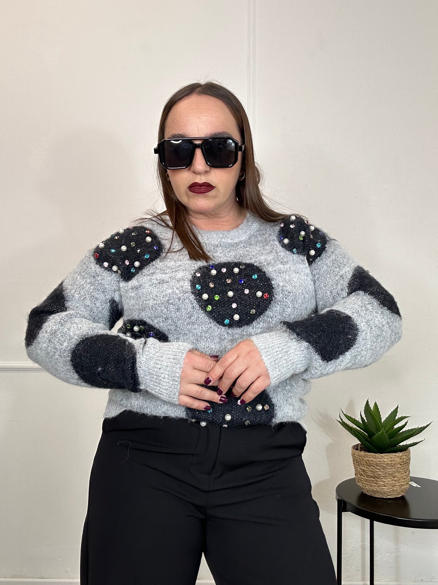 Maglia pois con strass
