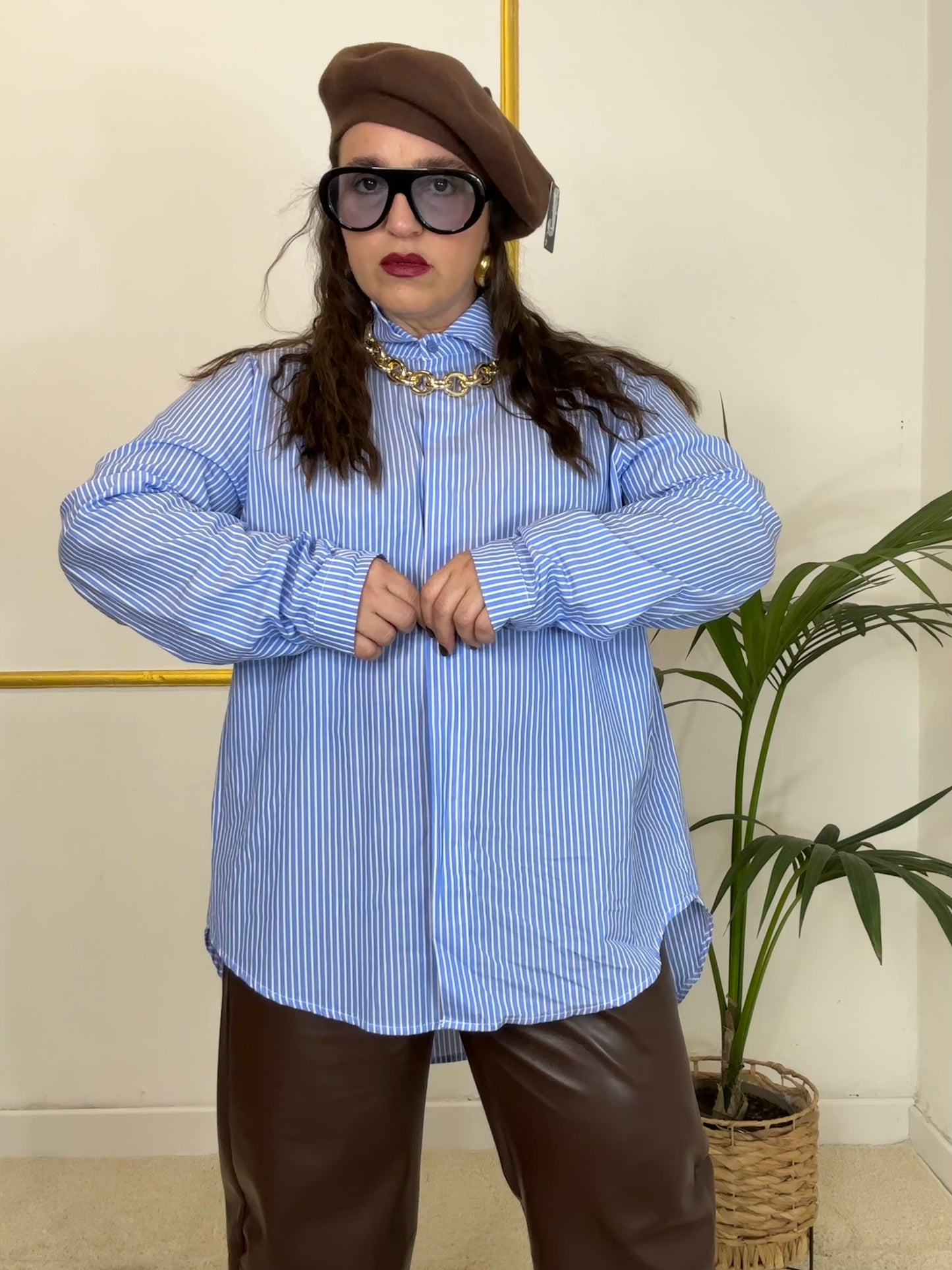 CAMICIA AZZURRA CON RIGHE