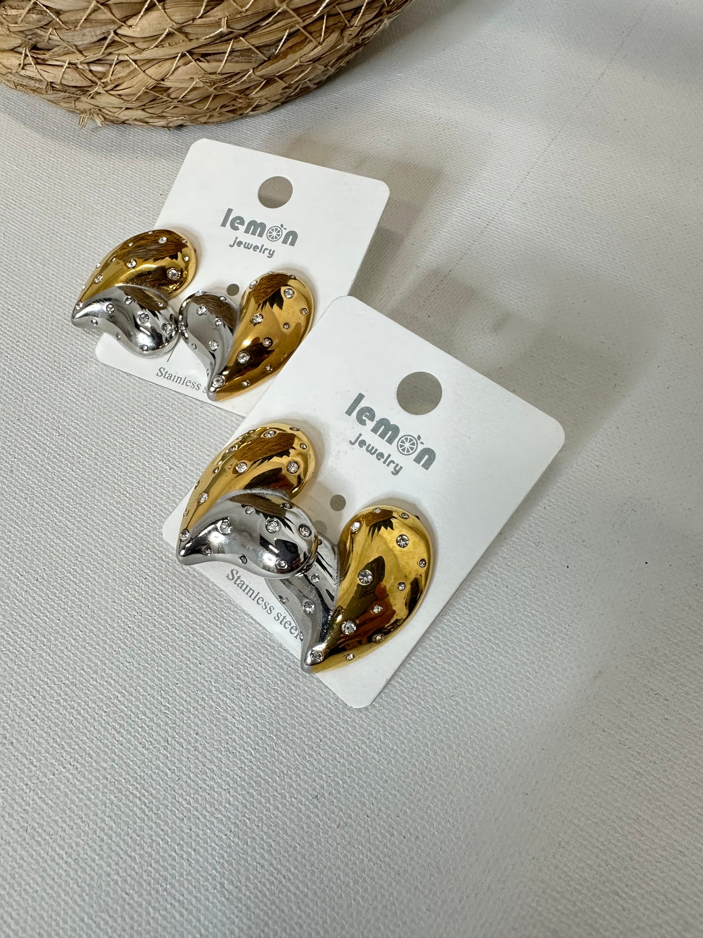 Cuore bicolore strass