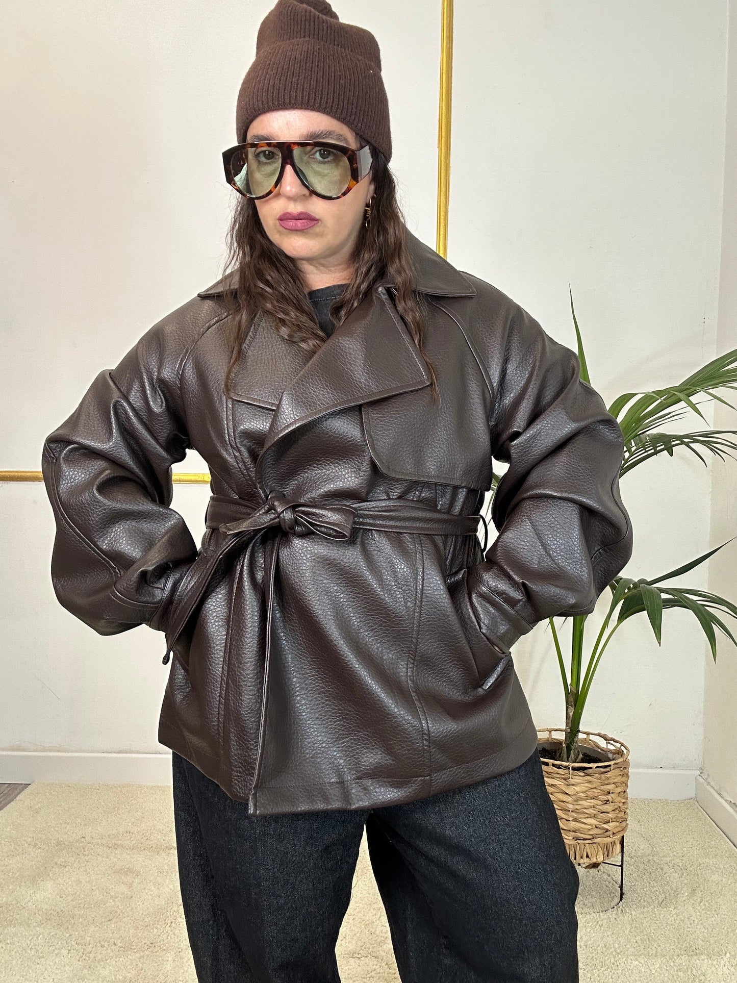Giacca Ecopelle Marrone