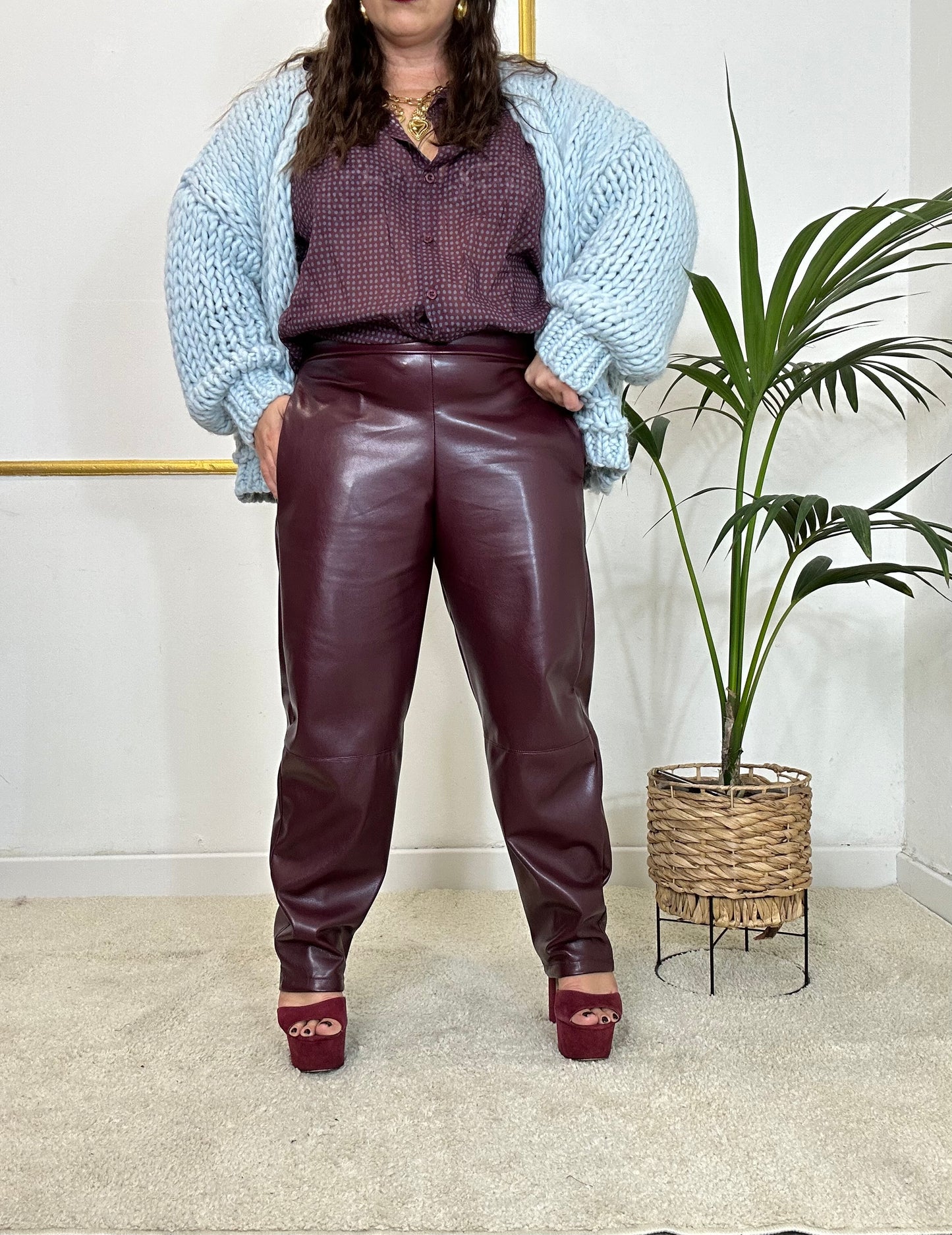 PANTALONE ECOPELLE BORGOGNA