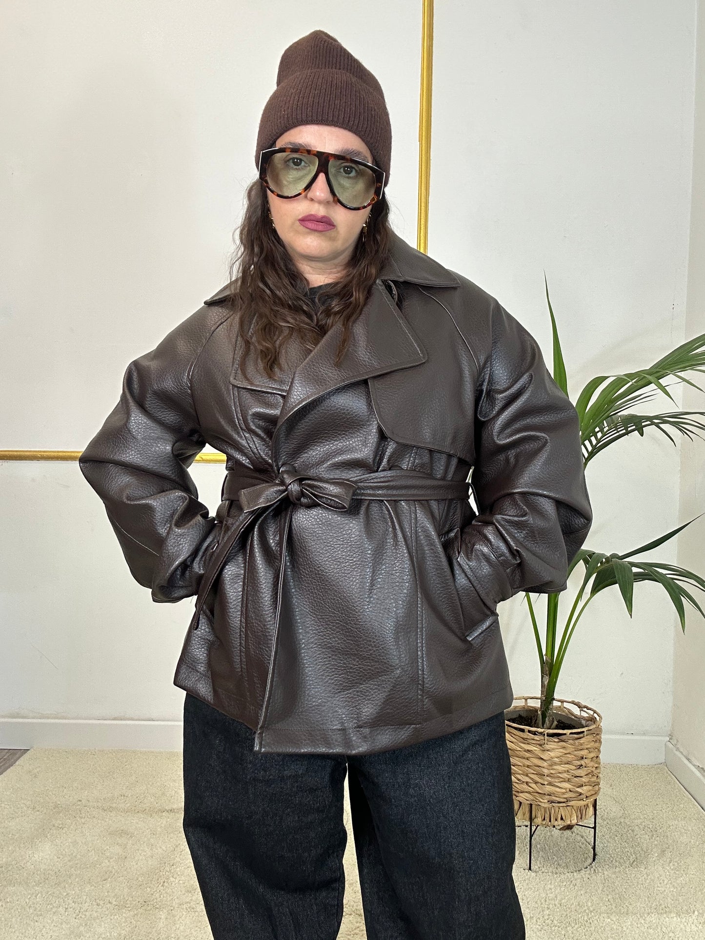 Giacca Ecopelle Marrone
