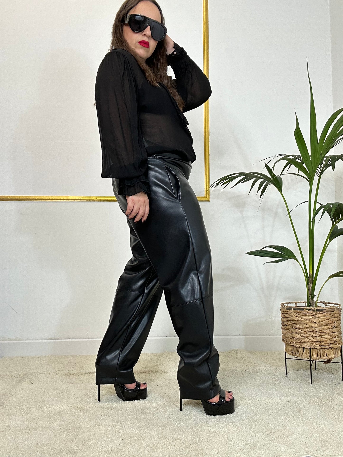 PANTALONE ECOPELLE NERO