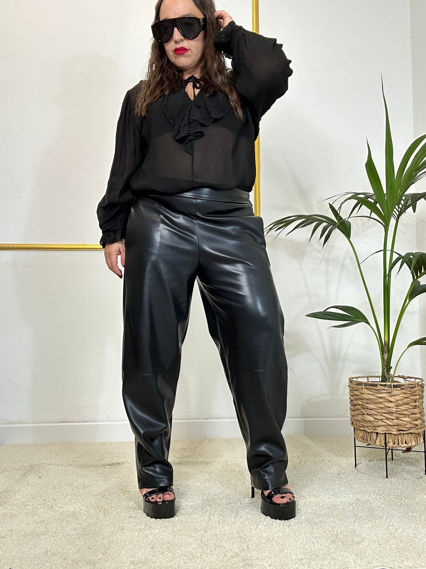 PANTALONE ECOPELLE NERO