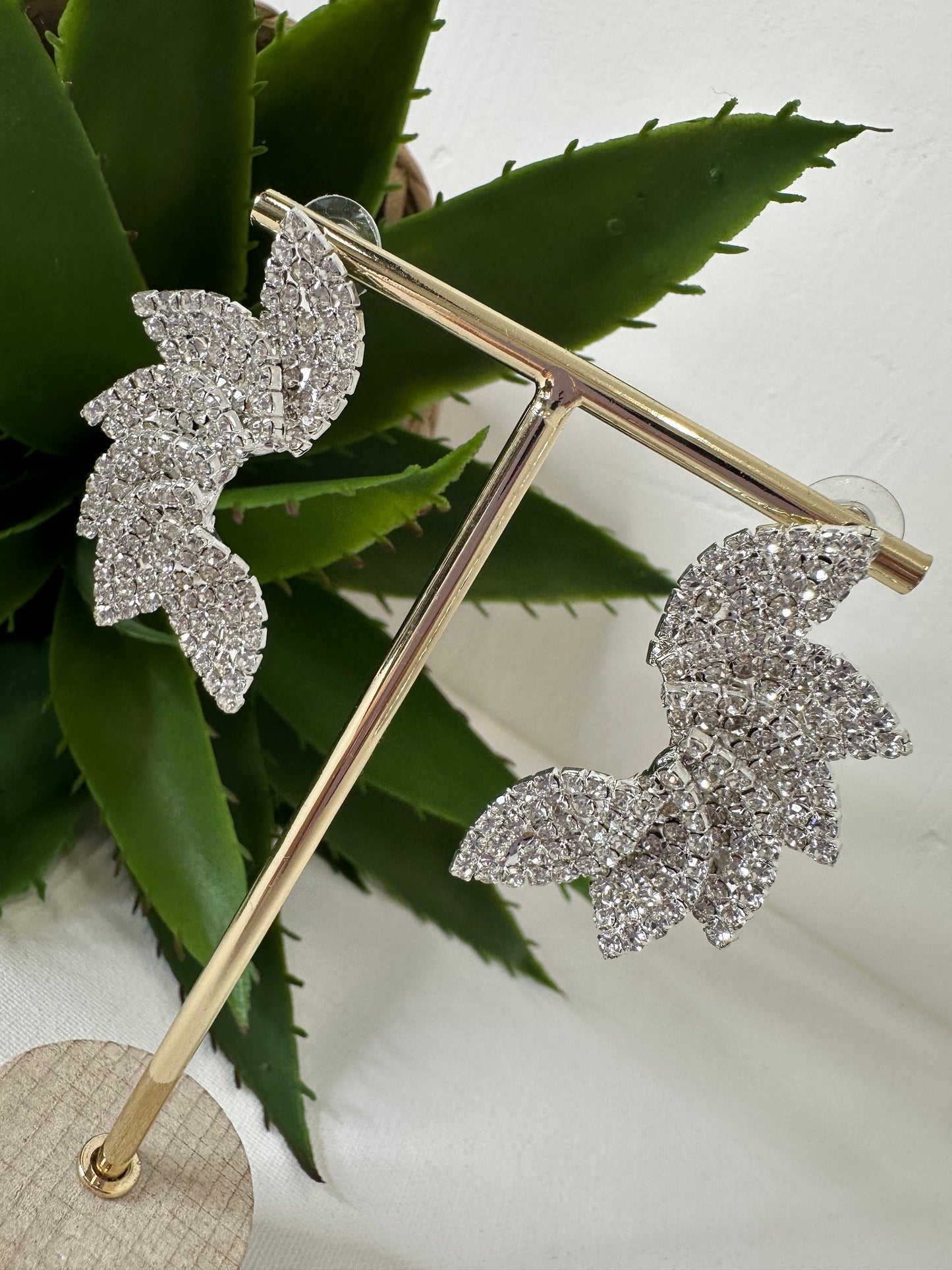 ORECCHINI FOGLIA STRASS