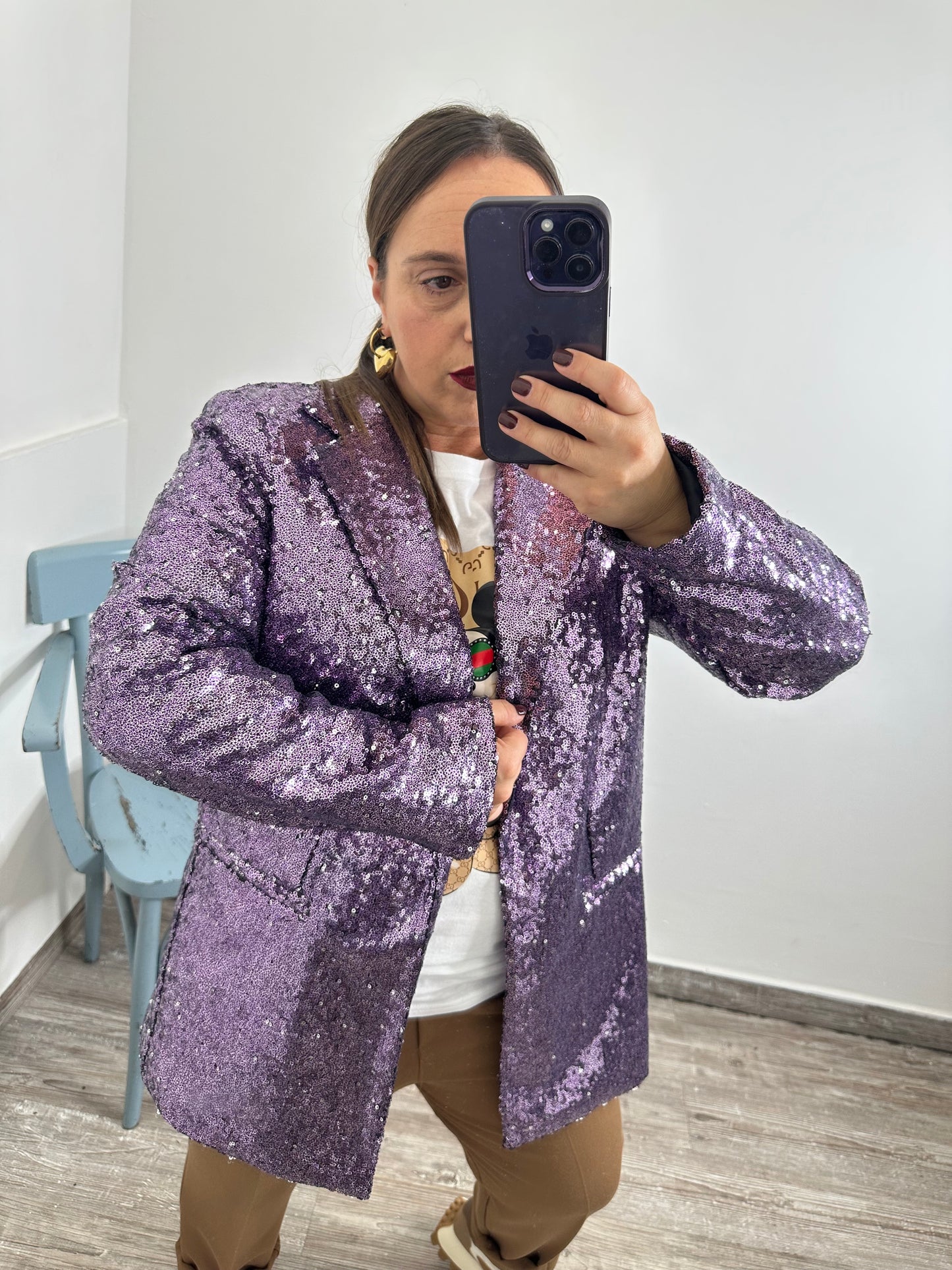 Giacca paillettes viola