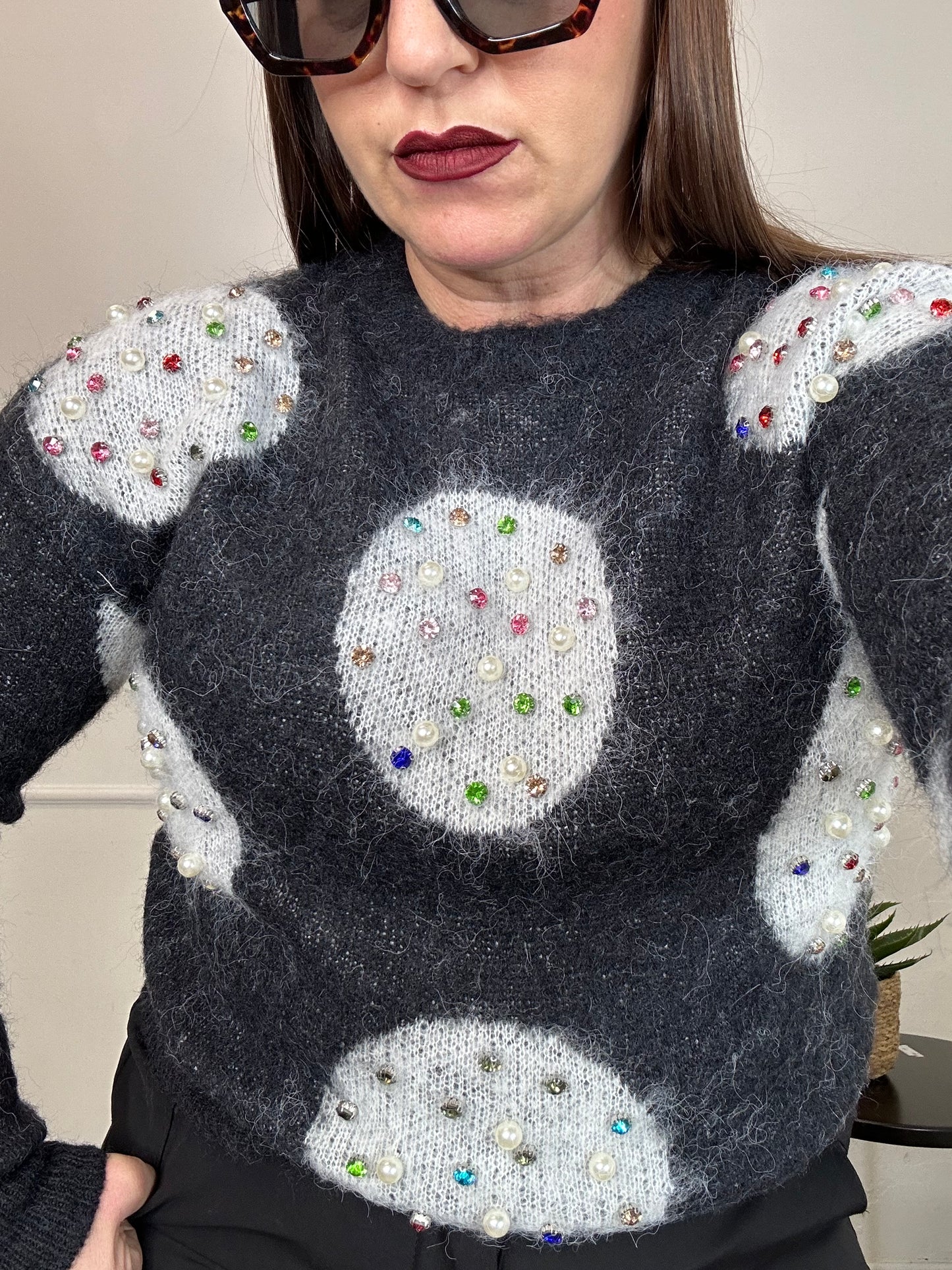 Maglia pois con strass