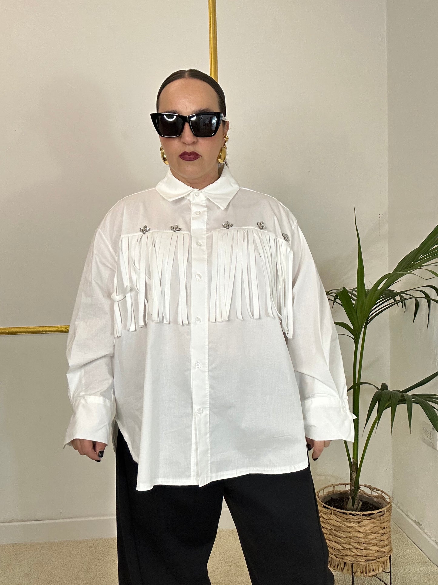 CAMICIA BIANCA CON FRANGE