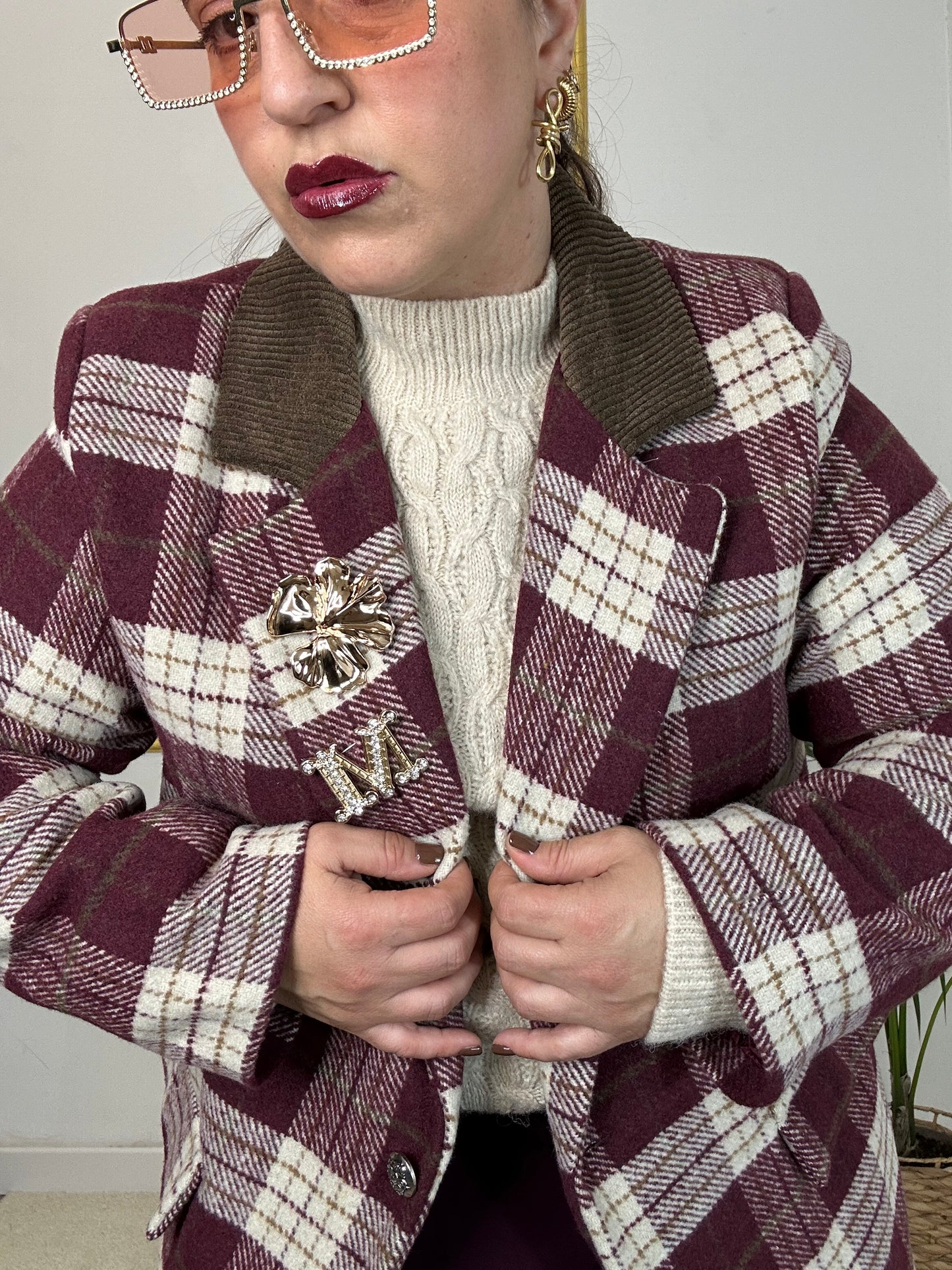 GIACCA QUADRI BORDEAUX