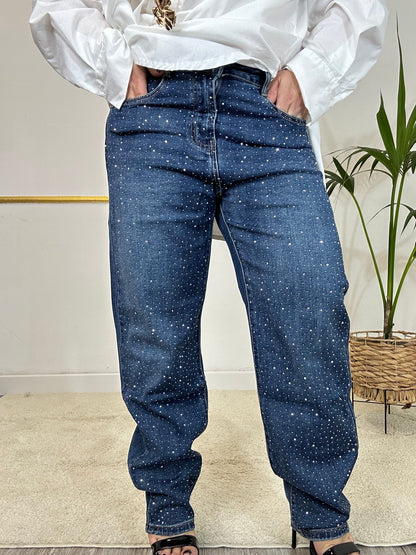 JEANS  BLU CON STRASS LINEA CURVY
