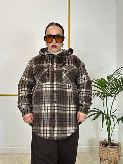 GIACCA/CAMICIA A QUADRI MARRONE