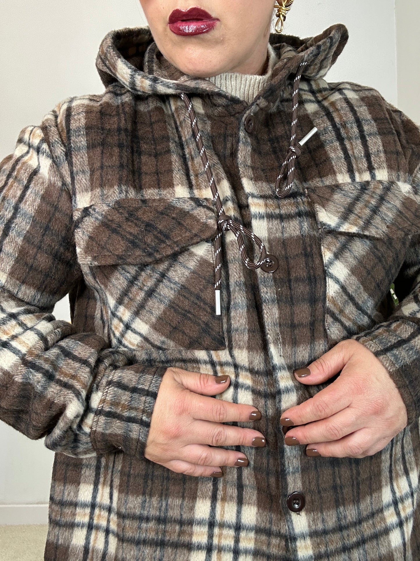 GIACCA/CAMICIA A QUADRI MARRONE