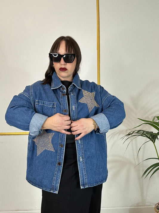 Camicia Jeans Custom – Stelle & Teschio Gold