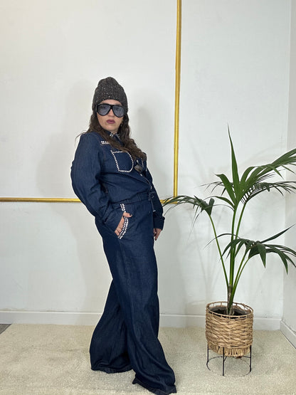 COMPLETO DI JEANS CON STRASS