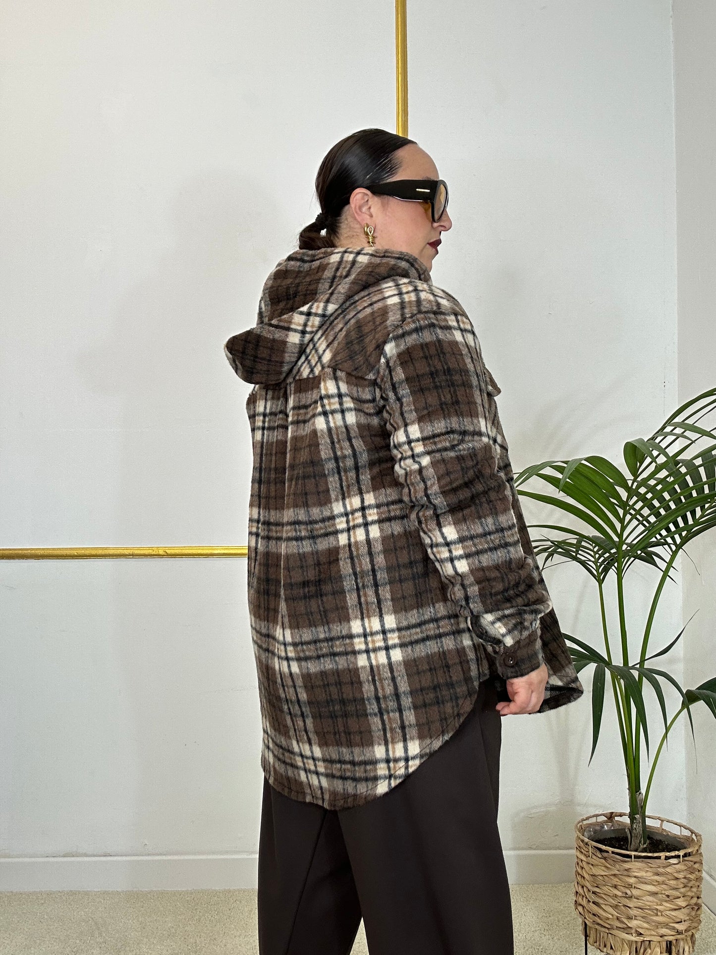 GIACCA/CAMICIA A QUADRI MARRONE