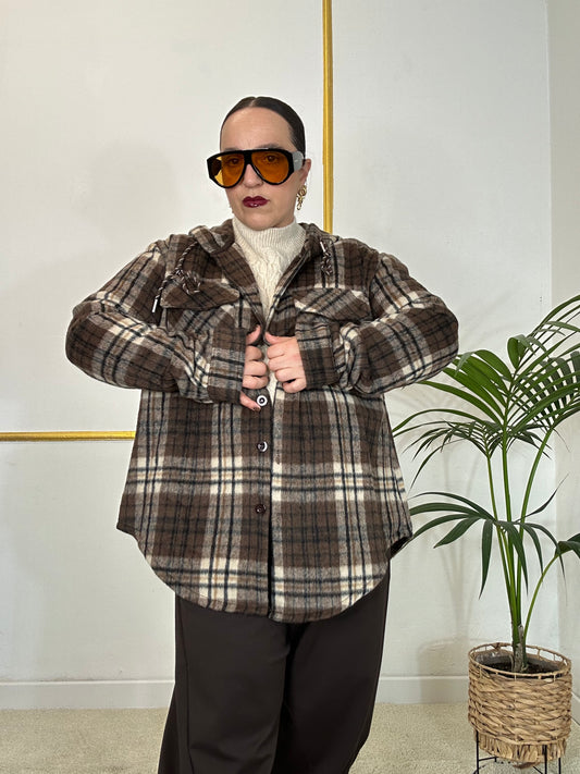 GIACCA/CAMICIA A QUADRI MARRONE