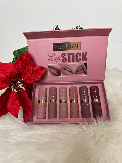 Set Rossetti Miss Royal – 6 tonalità nude • Lunga Tenuta 24H