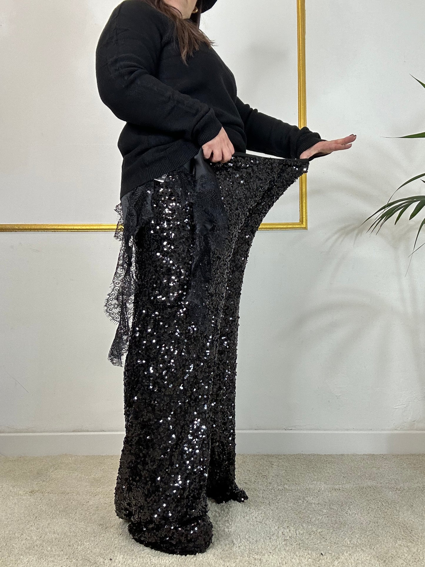 PANTALONE DI PAILLETTES NERO