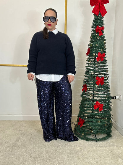 PANTALONE DI PAILLETTES BLU