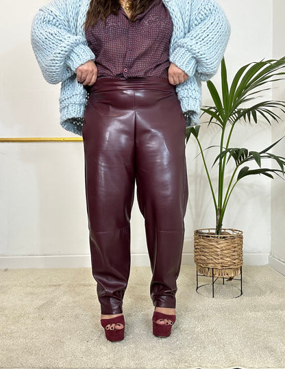 PANTALONE ECOPELLE BORGOGNA