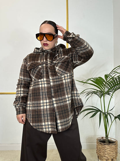 GIACCA/CAMICIA A QUADRI MARRONE