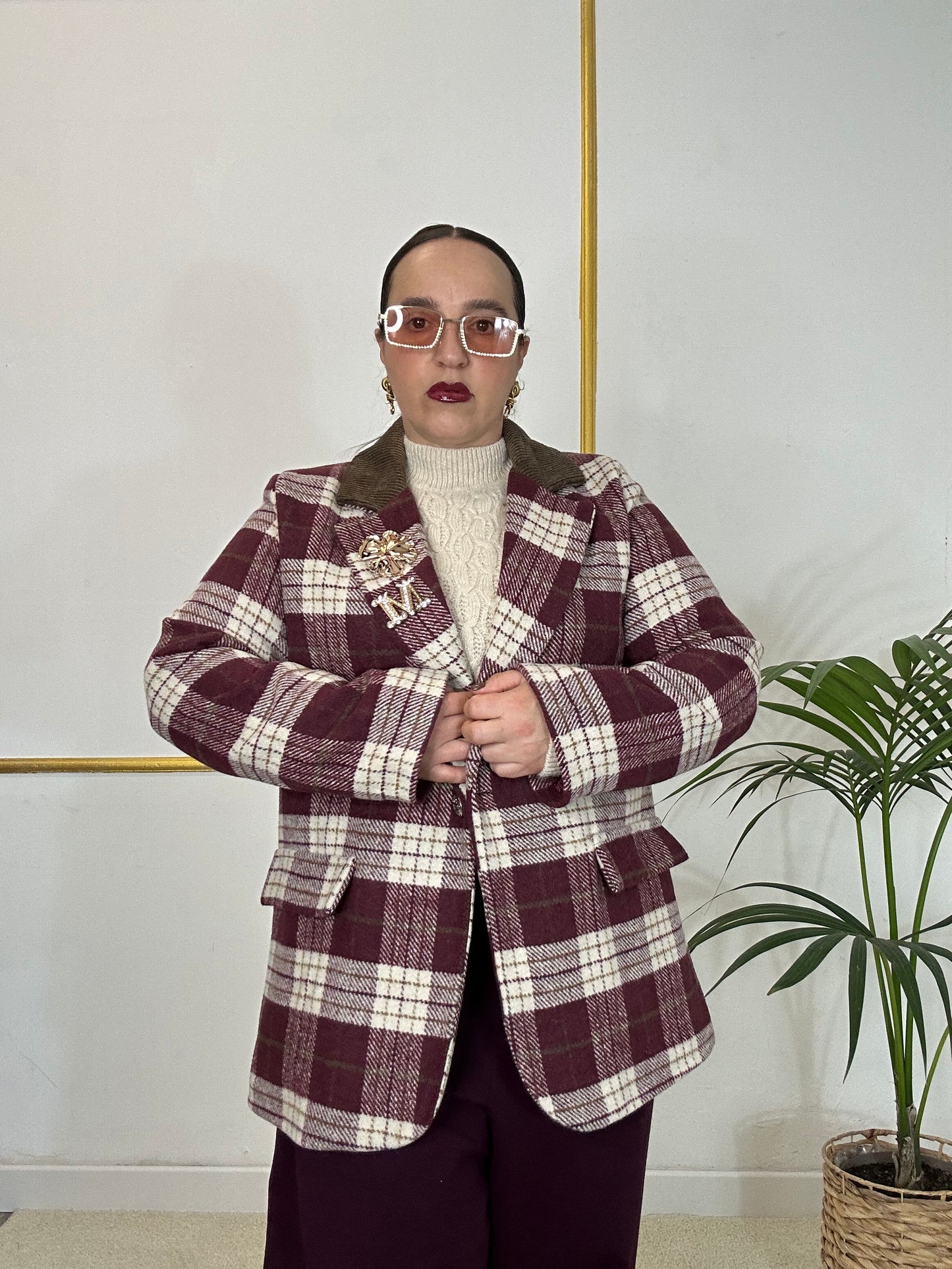 GIACCA QUADRI BORDEAUX