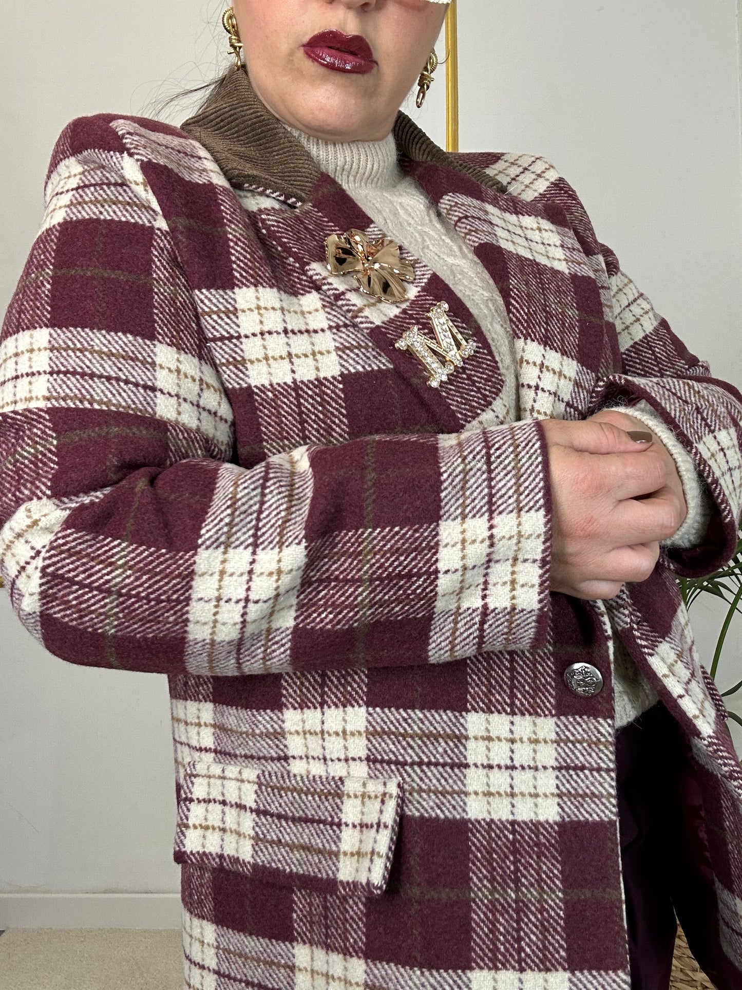 GIACCA QUADRI BORDEAUX