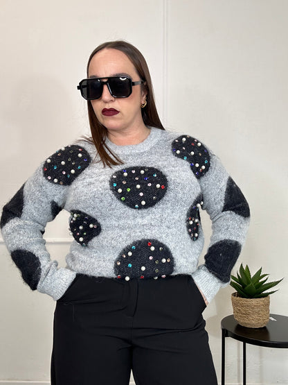 Maglia pois con strass