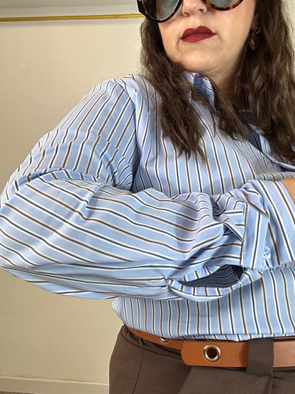 CAMICIA CELESTE A RIGHE