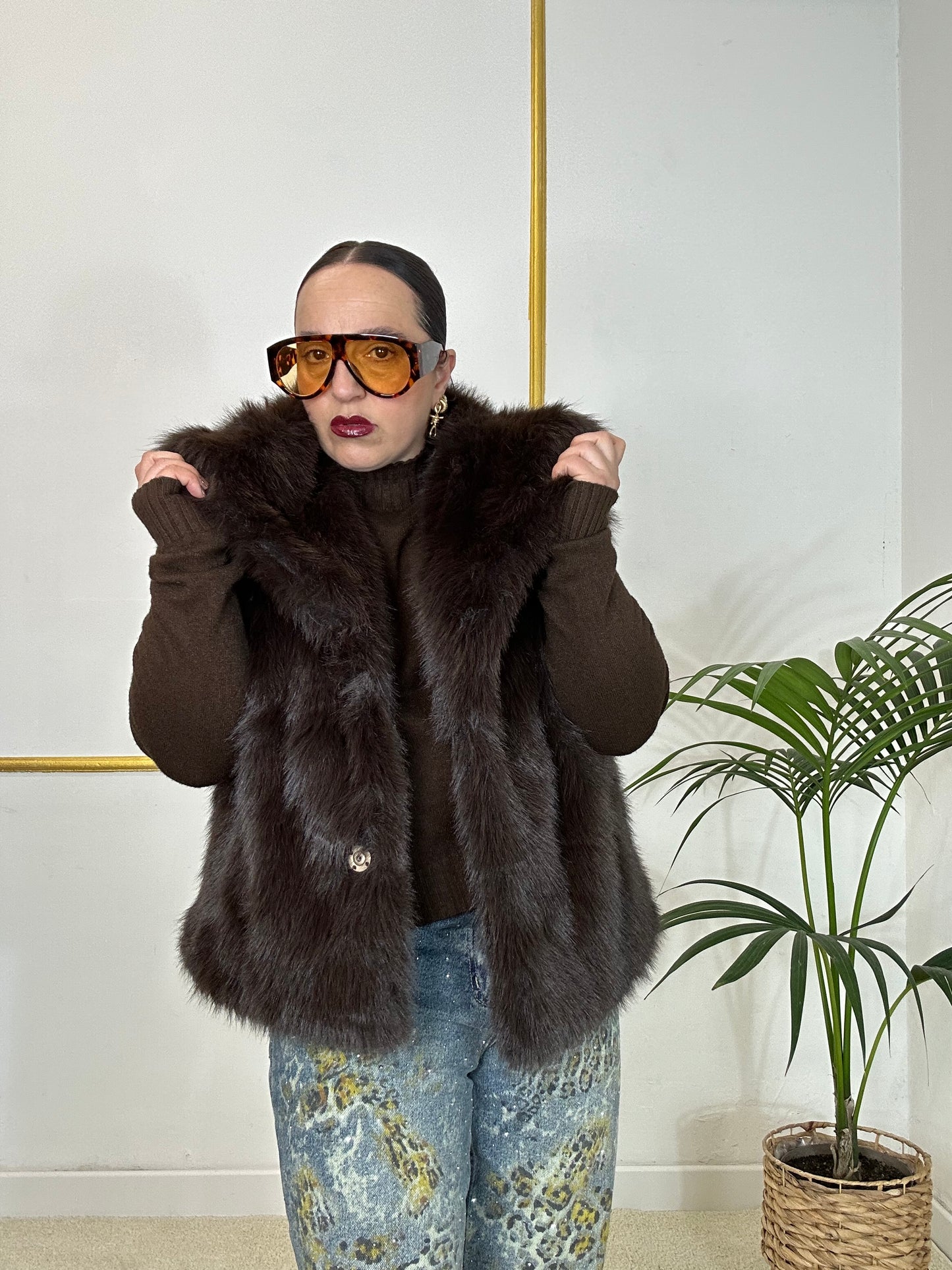 SMANICATO IN ECOPELICCIA CAFFÈ