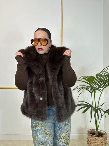 SMANICATO IN ECOPELICCIA CAFFÈ