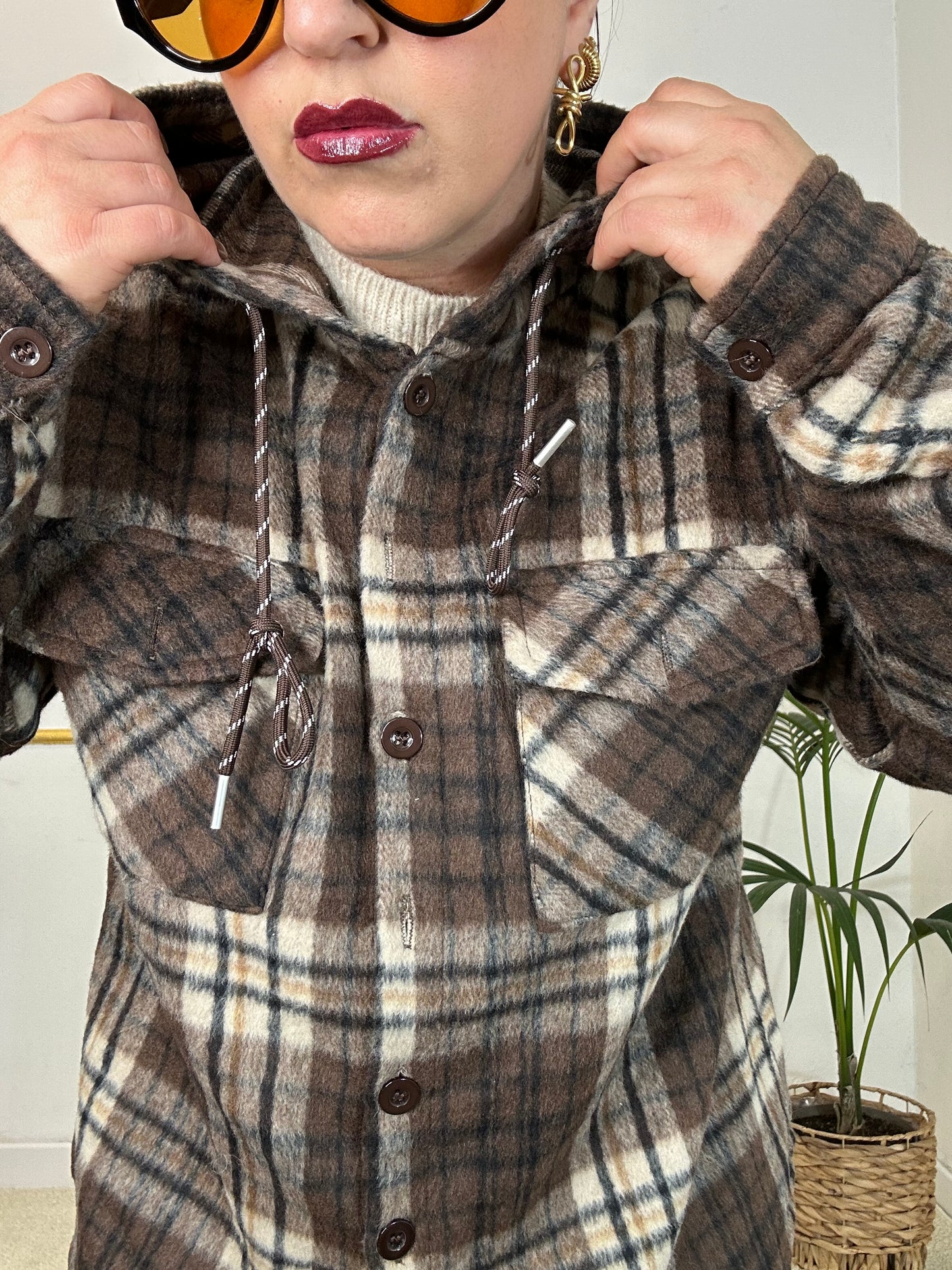 GIACCA/CAMICIA A QUADRI MARRONE