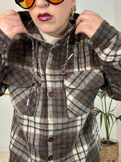 GIACCA/CAMICIA A QUADRI MARRONE