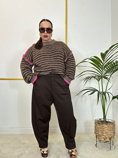 MAGLIA A RIGHE MARRONE