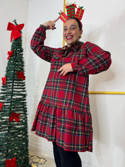 ABITO TARTAN ROSSO CON BALZE