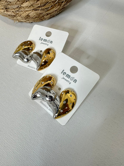 Cuore bicolore strass