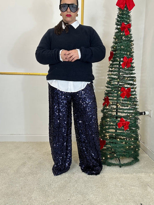 PANTALONE DI PAILLETTES BLU