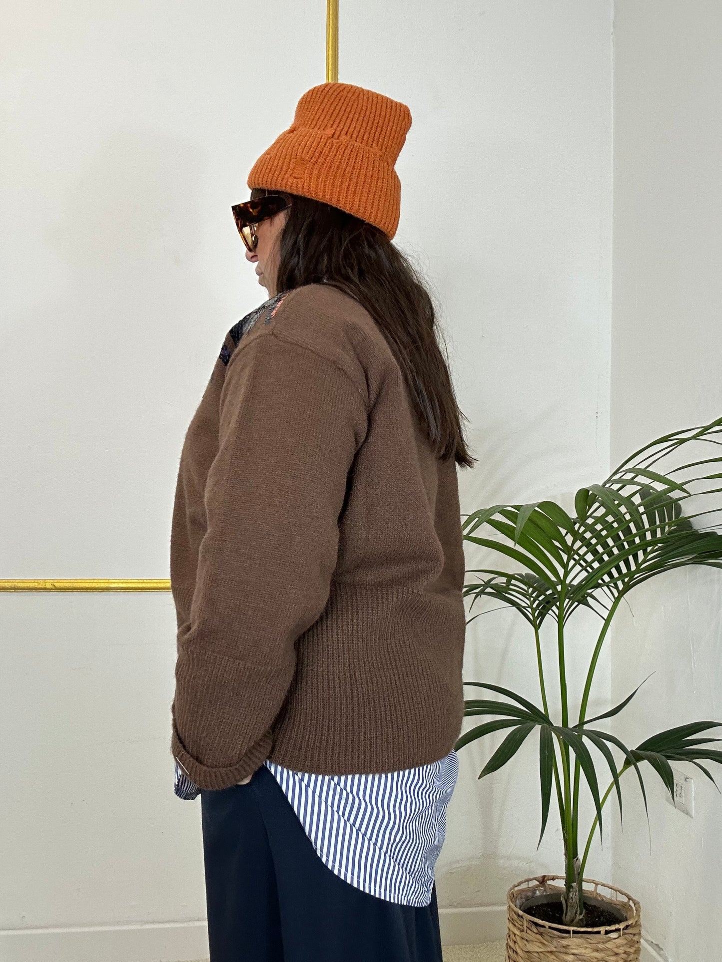 MAGLIA MARRONE CON PAILLETTES