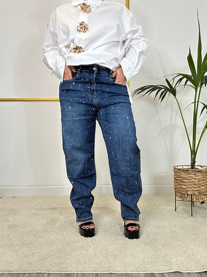JEANS  BLU CON STRASS LINEA CURVY