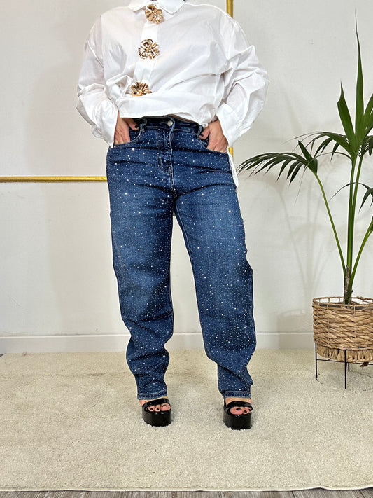 JEANS  BLU CON STRASS LINEA CURVY