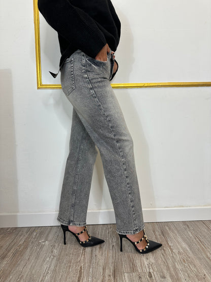 JEANS GRIGIO CON STRASS