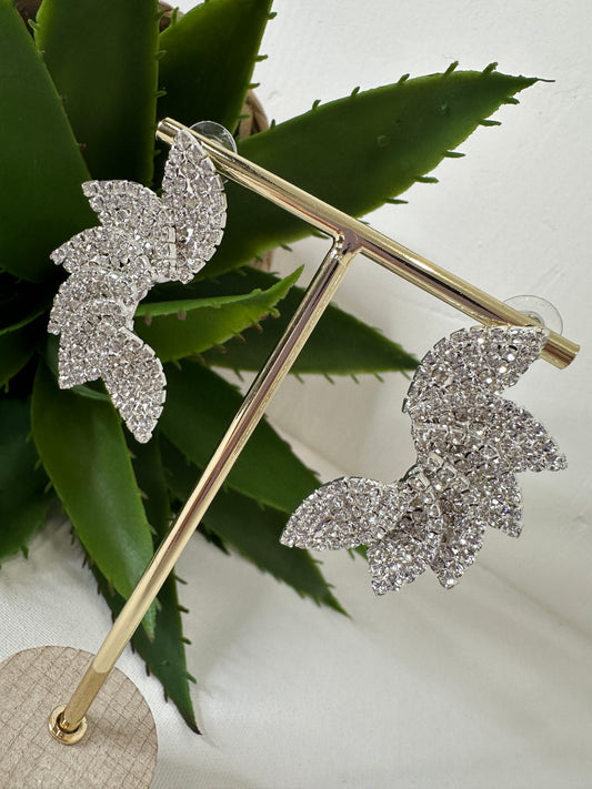 ORECCHINI FOGLIA STRASS